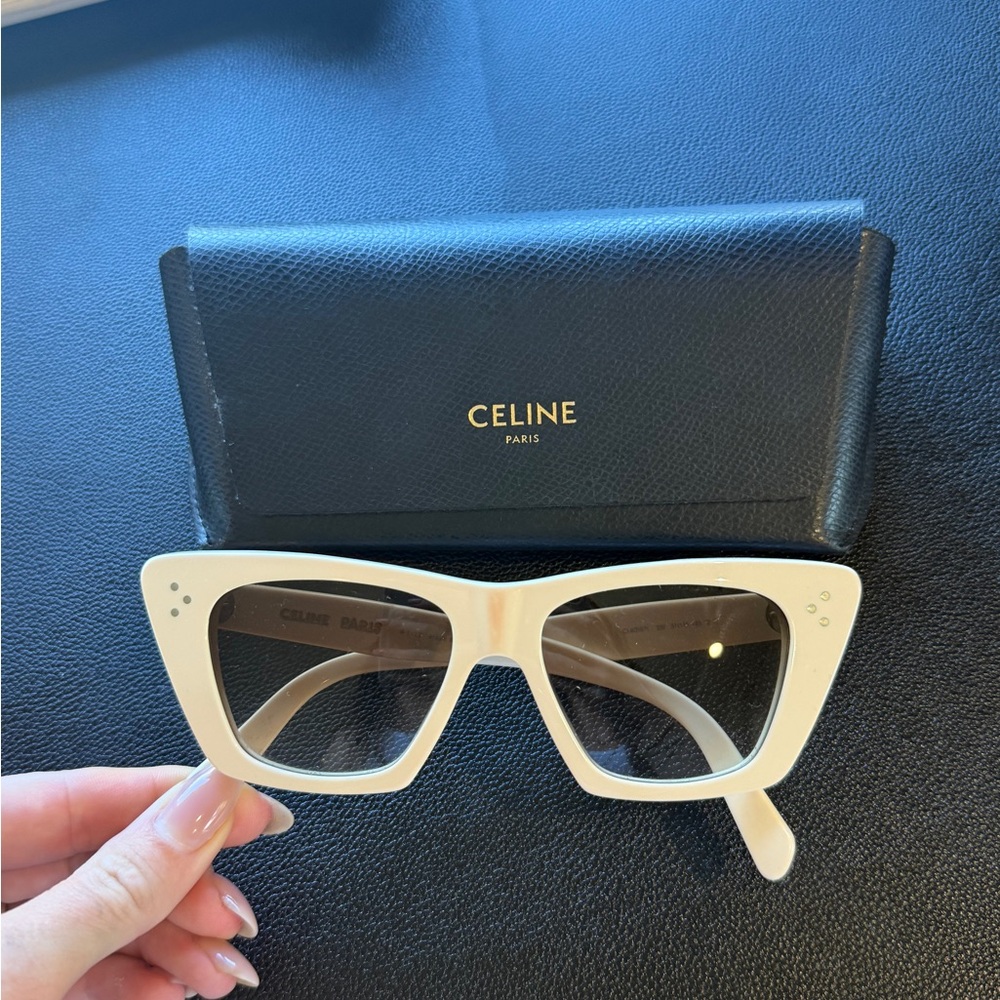 Celine The Edge Ivory Square Cat Eye Sunglasses - Picture 3 of 11